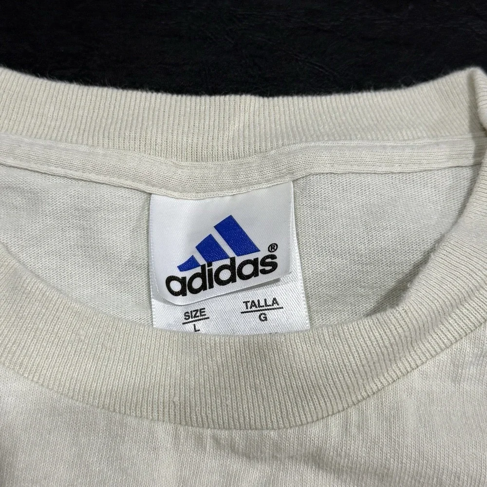 Vintage Adidas 90s T-Shirt Men's Size Large Beige‎  Crewneck Short Sleeve Y2K